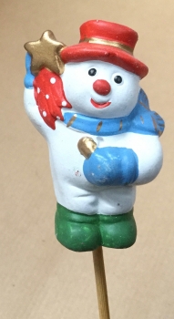 Schneemann mit rotem Zylinder und Stern